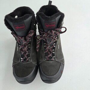 Ahnu Boots WMS 7 BLK Gray Montara Luxe Waterproof Hiking Vibram Outdoor Ankle
